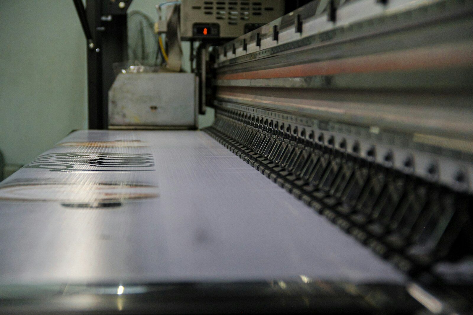 a close up of a conveyor belt in a factory